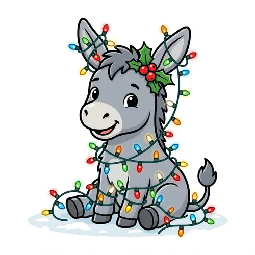 Cute Little Donkey Christmas Artwork | Festive Vector Illustration