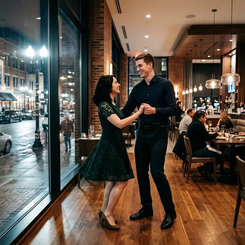 Elegant Dance Performance in Modern Restaurant Setting