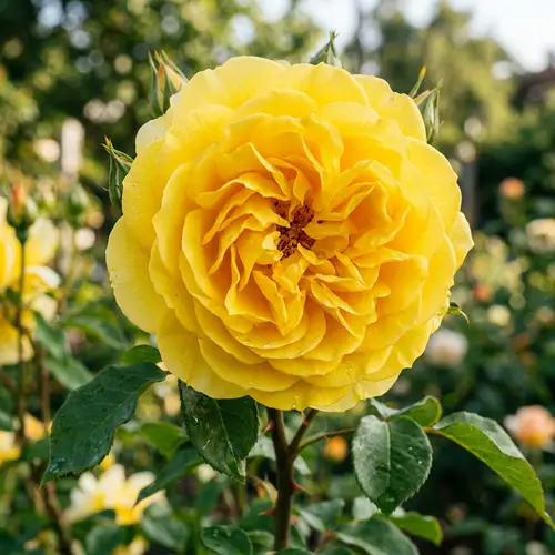 Vibrant Yellow Rose Bud in Full Bloom