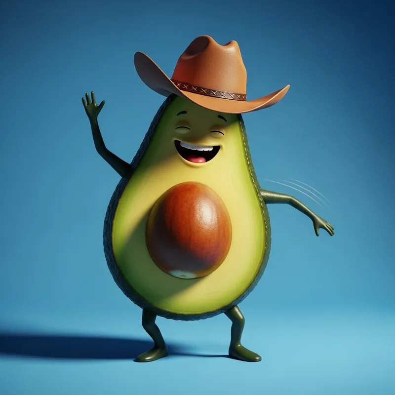Dancing Avocado in a Cowboy Hat