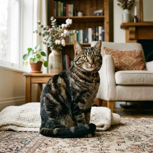 Graceful Cat with Glossy Coat and Bright Eyes