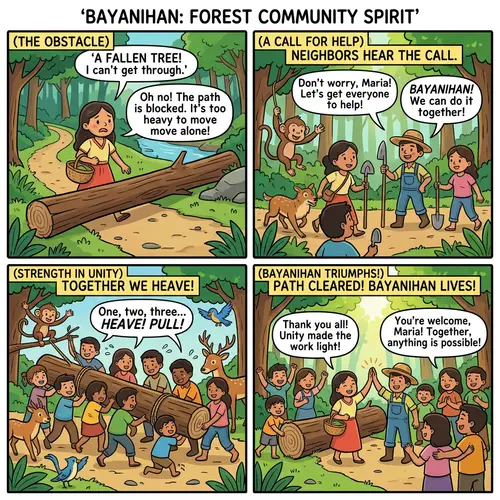 Bayanihan Spirit: A Cartoon Comic Strip Adventure