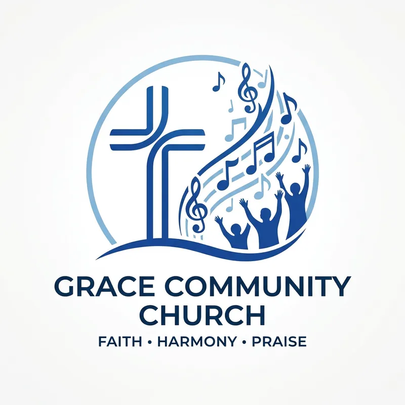 Church Logo Design: Cross, Praise & Musical Harmony