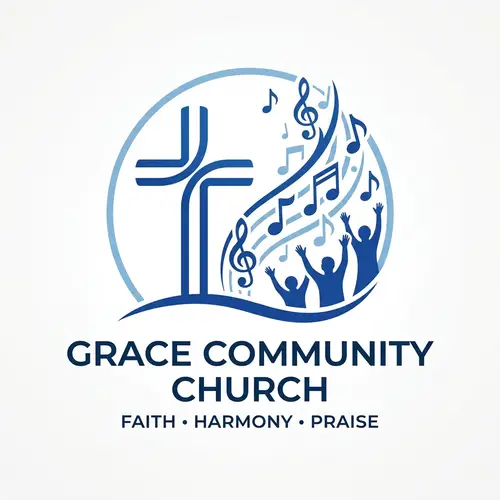 Church Logo Design: Cross & Praise Music | Community Harmony