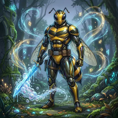 Bee Agent with Magical Water Sword