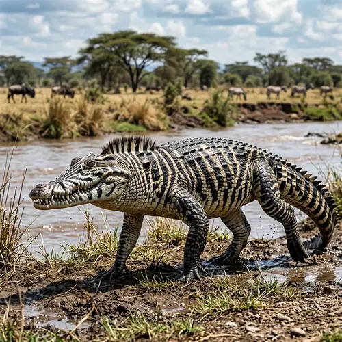 Ultra-Realistic Crocodile Zebra Fusion Image