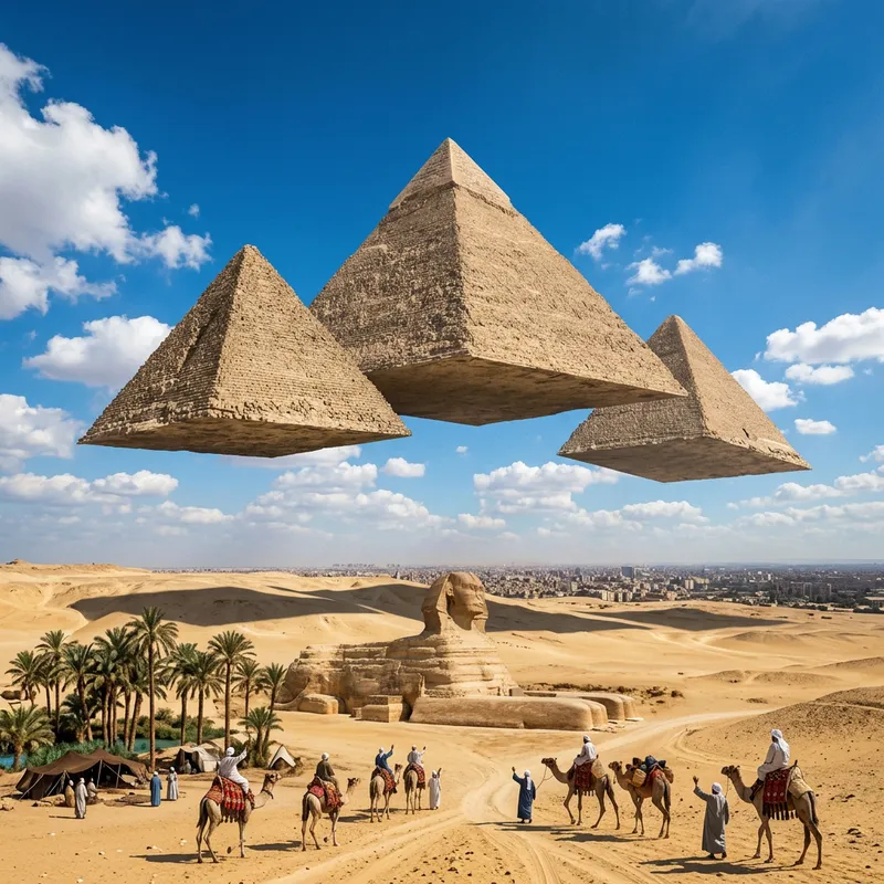 Giza Pyramids Flying: A Fantastical Vision Giza Pyramids Flying: A Fantastical Vision