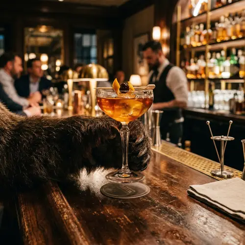Bear Hand Holding a Cocktail Glass