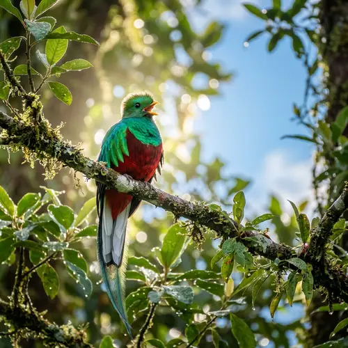 Vivid Bird with Brilliant Plumage Perched on Branch