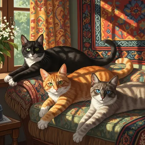 Enchanting Cats in a Sun-Drenched Sanctuary
