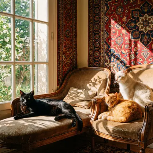 Enchanting Cats in a Sun-Drenched Sanctuary