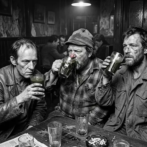 Grotesque Men Drinking Goo: Unique Art