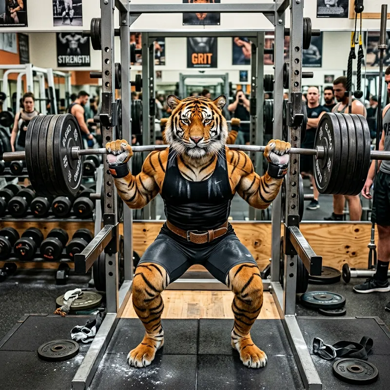 Tiger Lifting Weights at the Gym: A Unique Sight