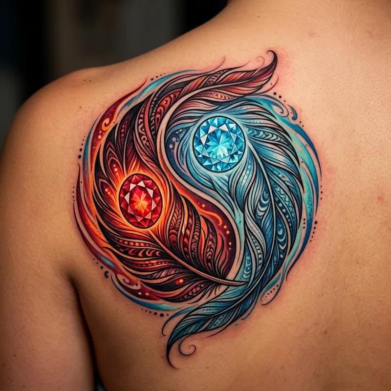 Best Friends Tattoo: Yin-Yang & Gemstone Design