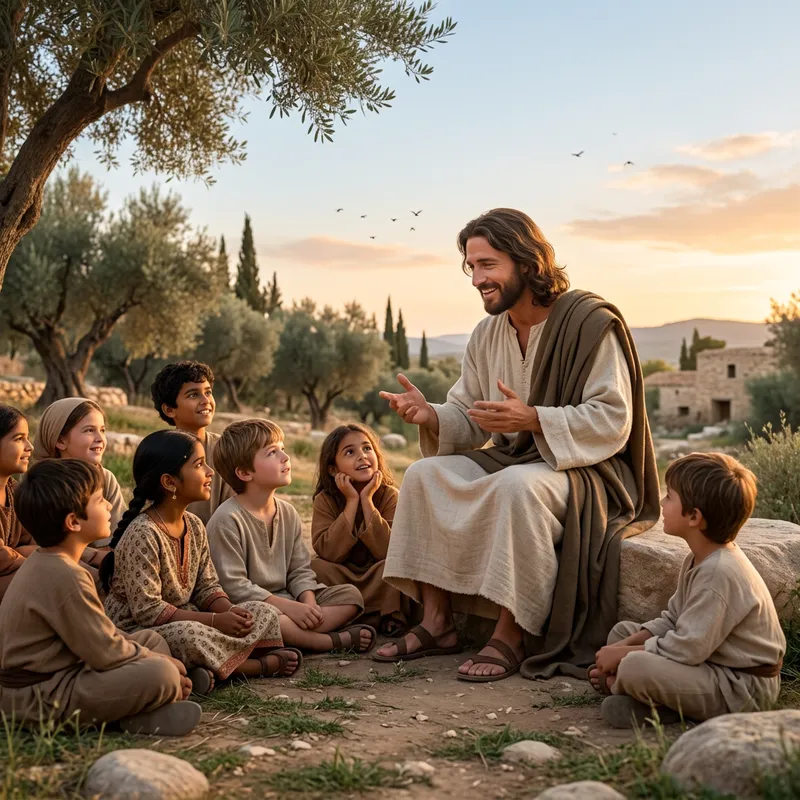 Serene Scene: Jesus Sharing Stories with Diverse Children