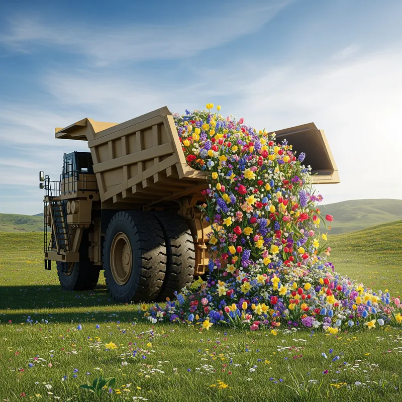 Mining Truck Blossoms: Flowers in Spring Mining Truck Blossoms: Flowers in Spring