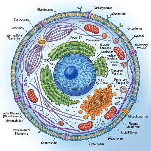 Eukaryotic Cell Structure: Detailed Scientific Illustration