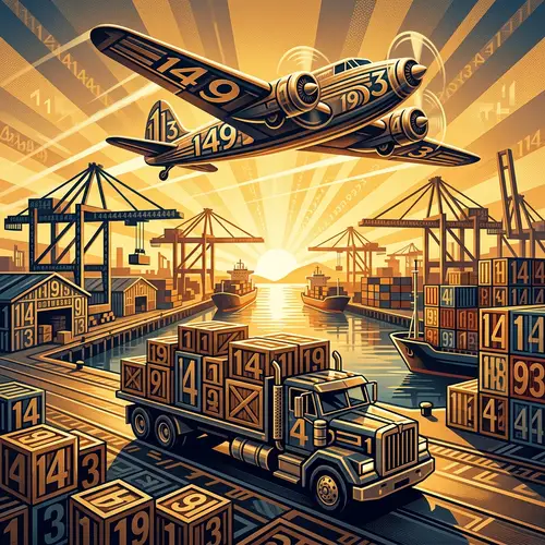 Morning Golden Hour Composite: Airplane Flying Over Cargo Truck at Shipping Docks