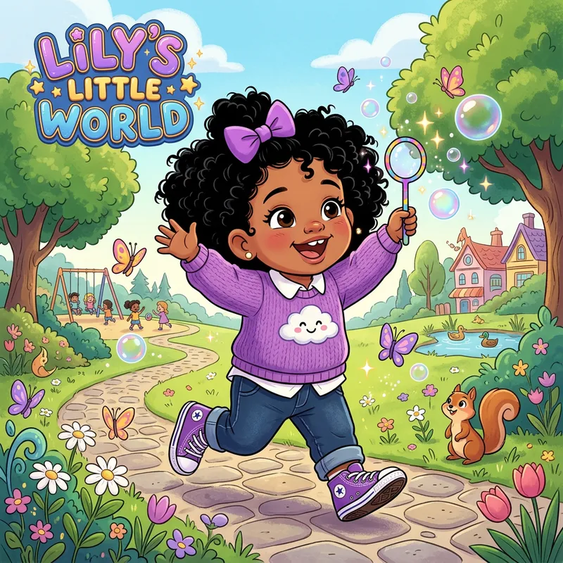 Adorable Two-Year-Old Baby Cartoon in Purple Outfit | Enchanting Animation