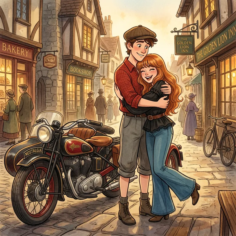 Family-Friendly Animated Film Scene with Charming Couple