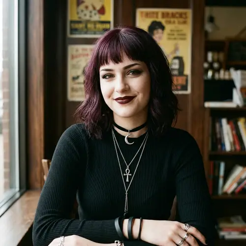 Busty Goth Girl With a Smile