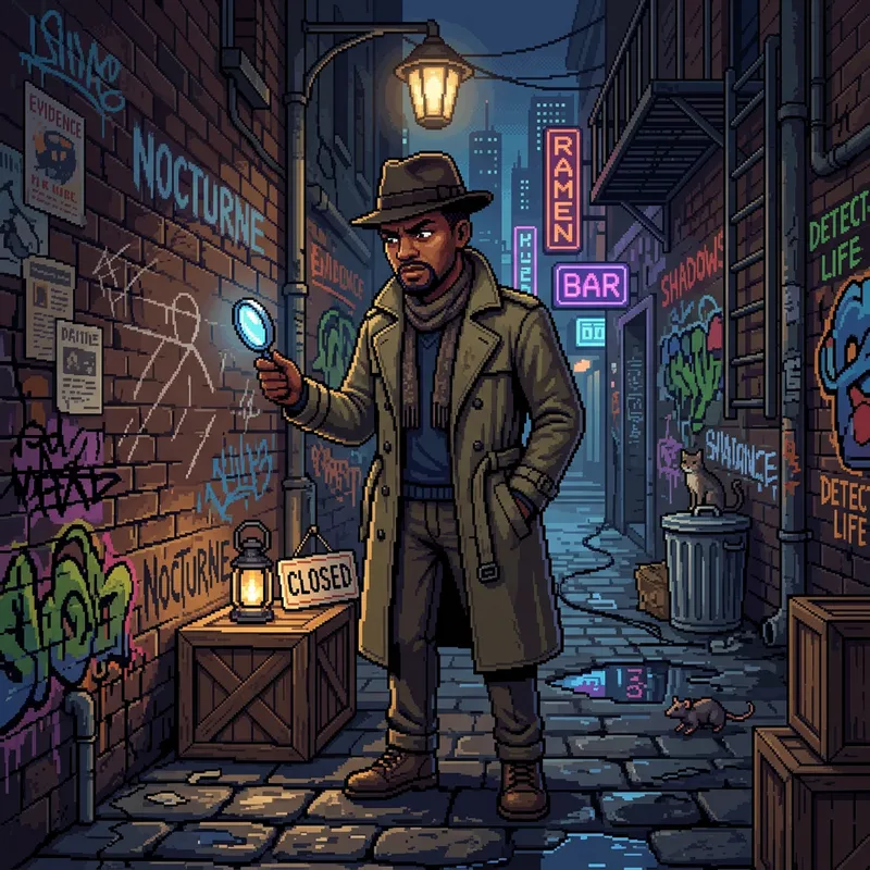 Colorful Pixel Detective Character Colorful Pixel Detective Character
