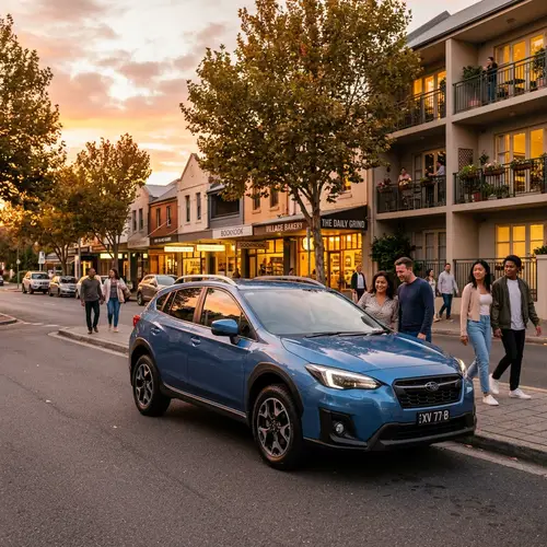 Blue Subaru XV at Sunset | Sleek Design, Distinctive Features