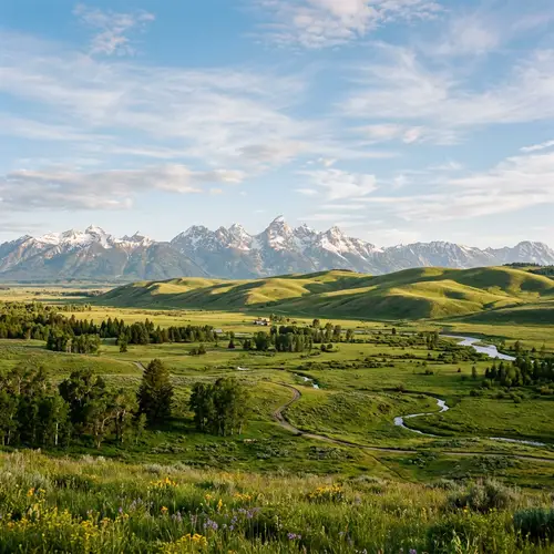 Tranquil Landscape with Majestic Mountains - Nature's Harmony