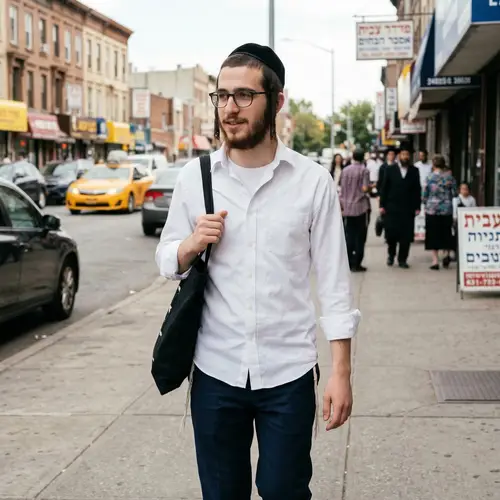 Young Hasidic Man in White Shirt
