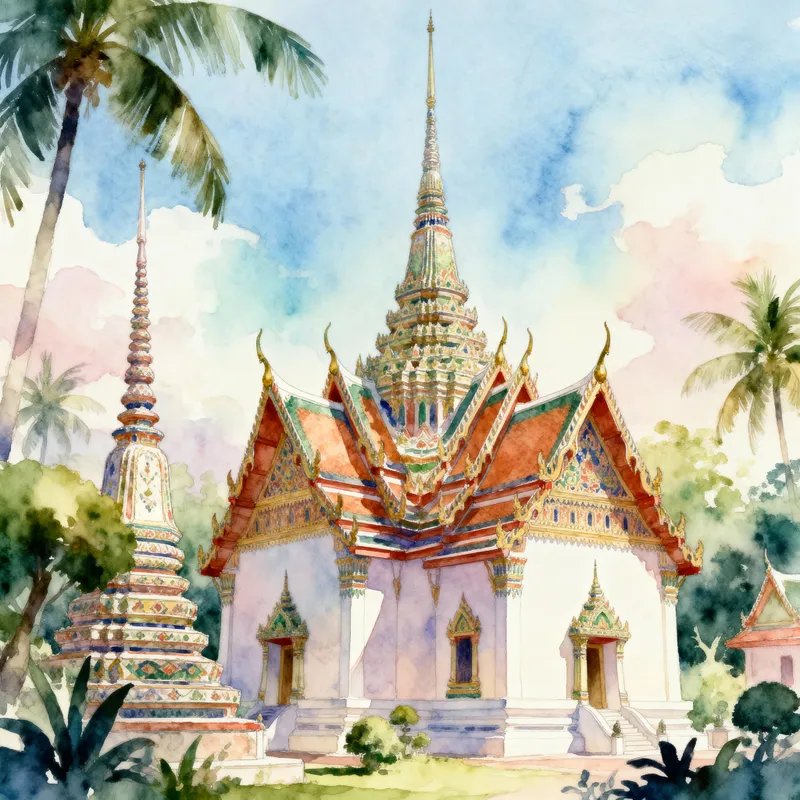 Stunning Thai Temple Art | Watercolor Animation