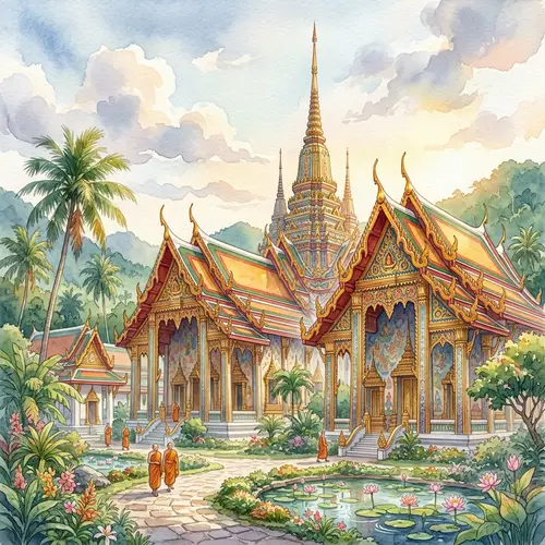 Stunning Thai Temple Art | Watercolor Animation