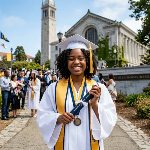 Proud Graduate in White Cap and Gown