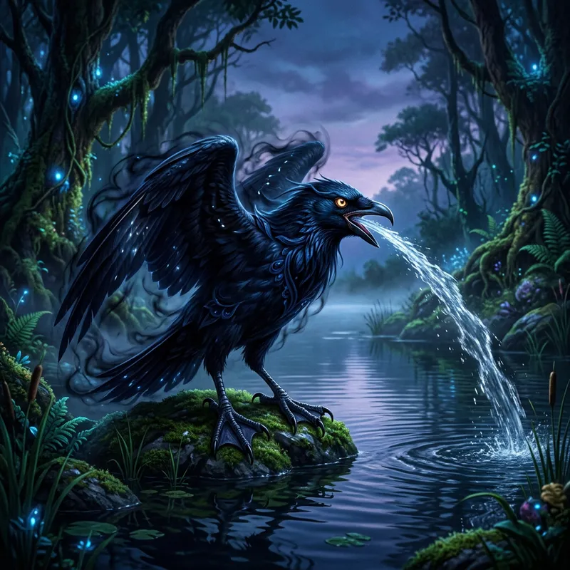 Dark Water Pokemon - Avian Form in Enchanted Forest