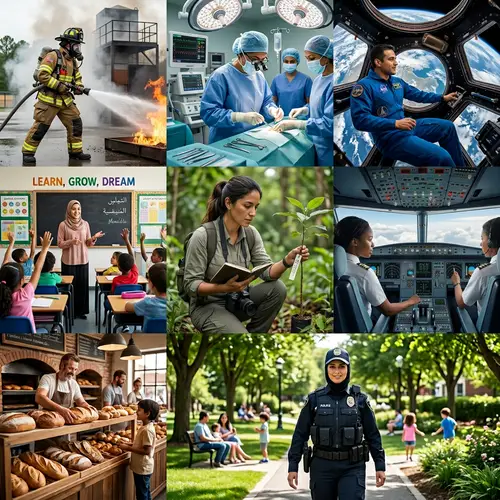 Diverse Professions Showcase: Firefighter, Surgeon, Astronaut & More