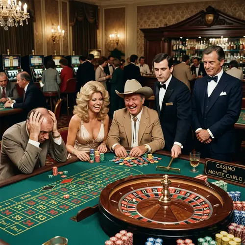 1970s Casino Roulette Table Scene