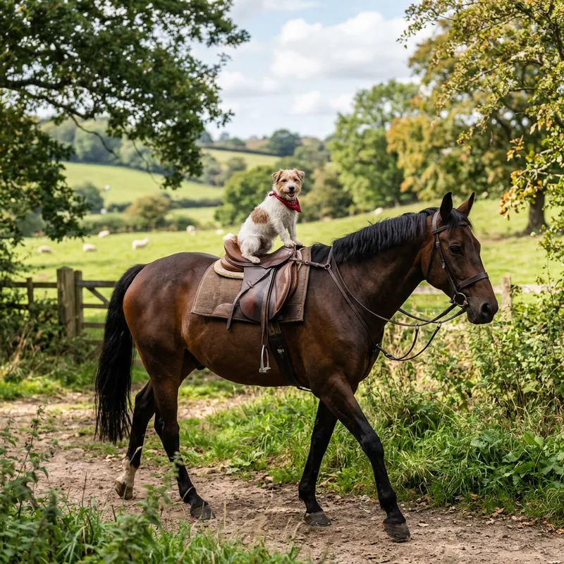 Dog Riding Horse - Companion Animal Adventure