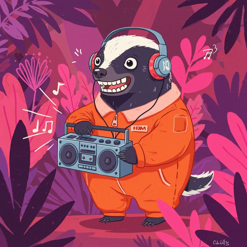 Funny Honey Badger Illustration