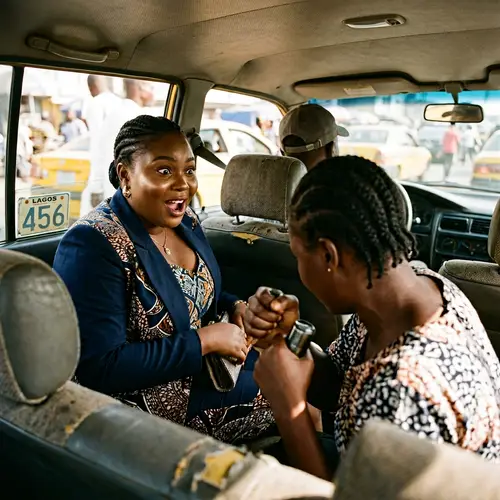 Cinematic Taxi Scene with a Nigerian Woman