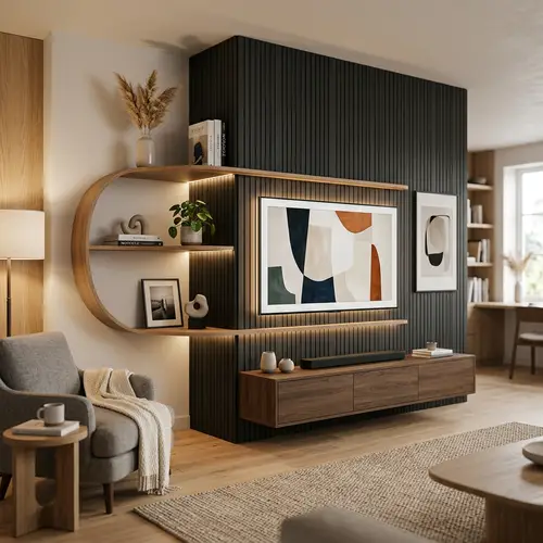 Stylish Modern Corner Media Wall Design Ideas