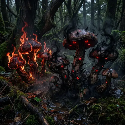 Demonic Mushrooms: A Fantastical Transformation