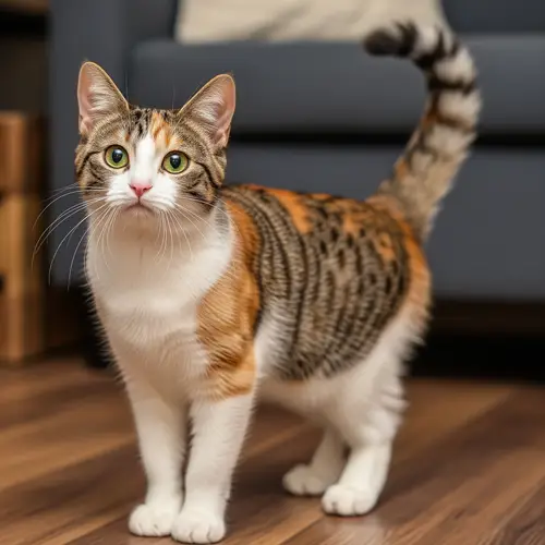 Curious Orange Black and White Cat - Cozy Ambiance