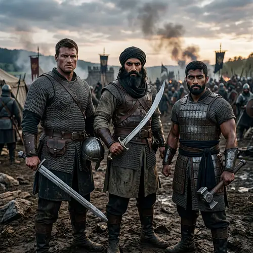 Diverse Men Ready for Battle - Multi-Ethnic Warriors