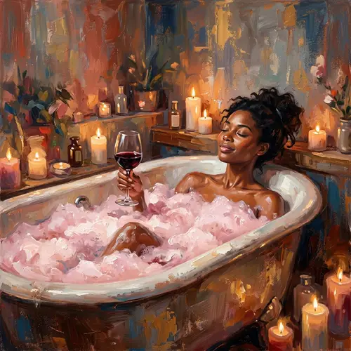 Tranquil Black Woman in Bathtub: Relaxation and Serenity