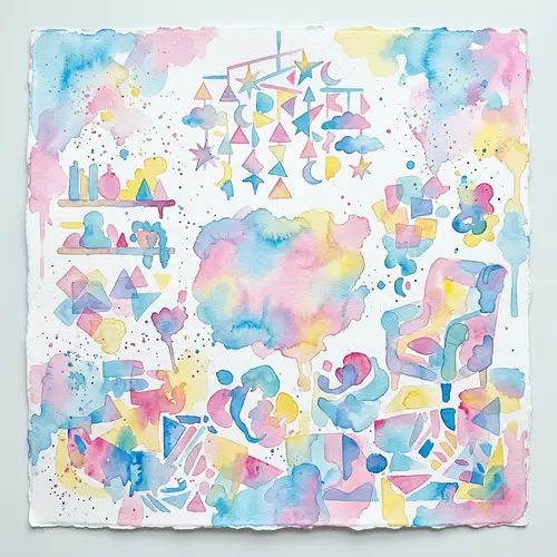 Whimsical Baby Room with Vibrant Watercolor Shapes