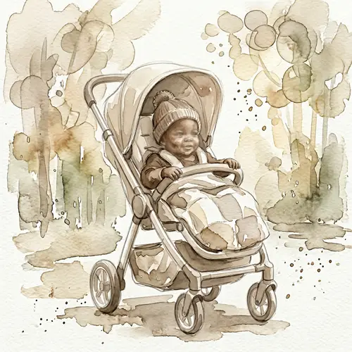 Abstract Watercolour Image of Black Baby in Beige Tones