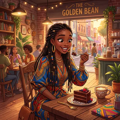 Animated Black Girl in High-Fashion with African Print Clothes