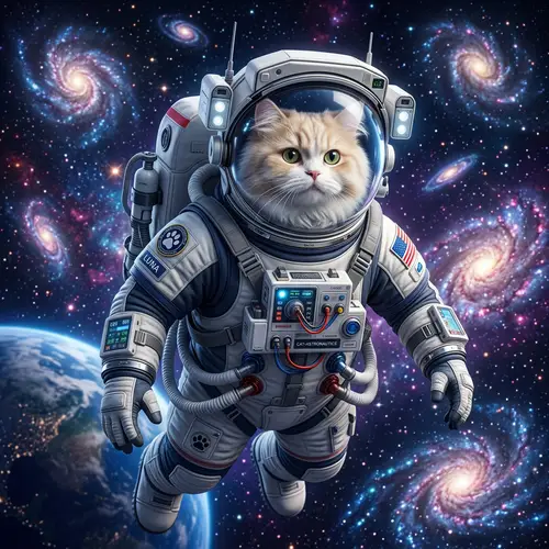 Fluffy Persian Cat in Detailed Space Suit | Astronaut Cat