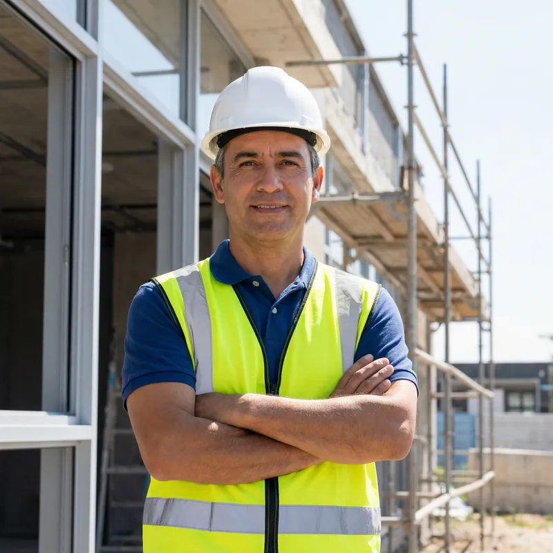 Hispanic Construction Worker in Safety Gear