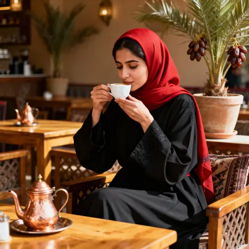 Saudi Woman Enjoying Coffee