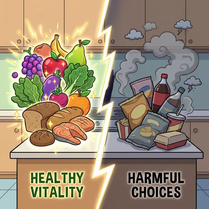 Visual Comparison of Healthy and Harmful Ingredients Visual Comparison of Healthy and Harmful Ingredients